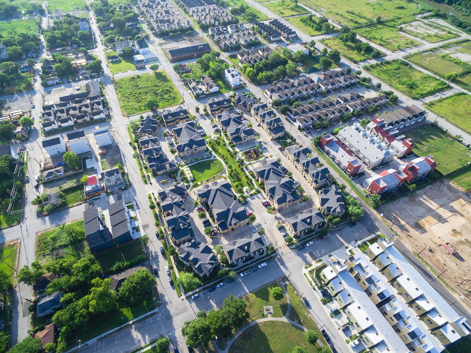 top view suburban area subdivision