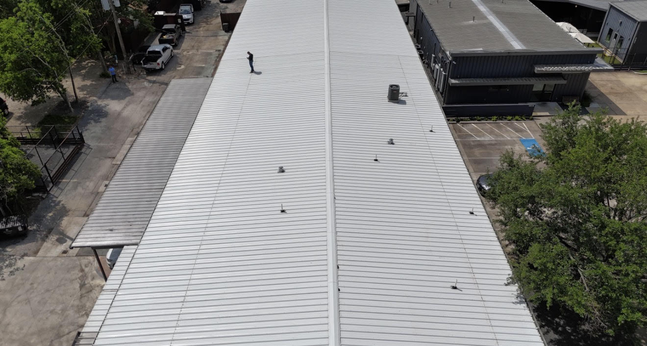 40,000 square foot commercial metal re-roof in Spring Branch